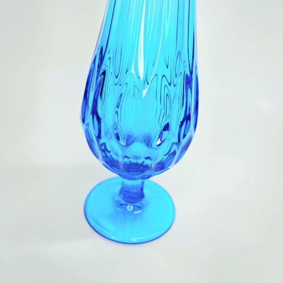 MCM Fenton Glass Sapphire Colonial Blue Tall Swung Vase 19.5 Tall Thumbprint VTG - Picture 15 of 16